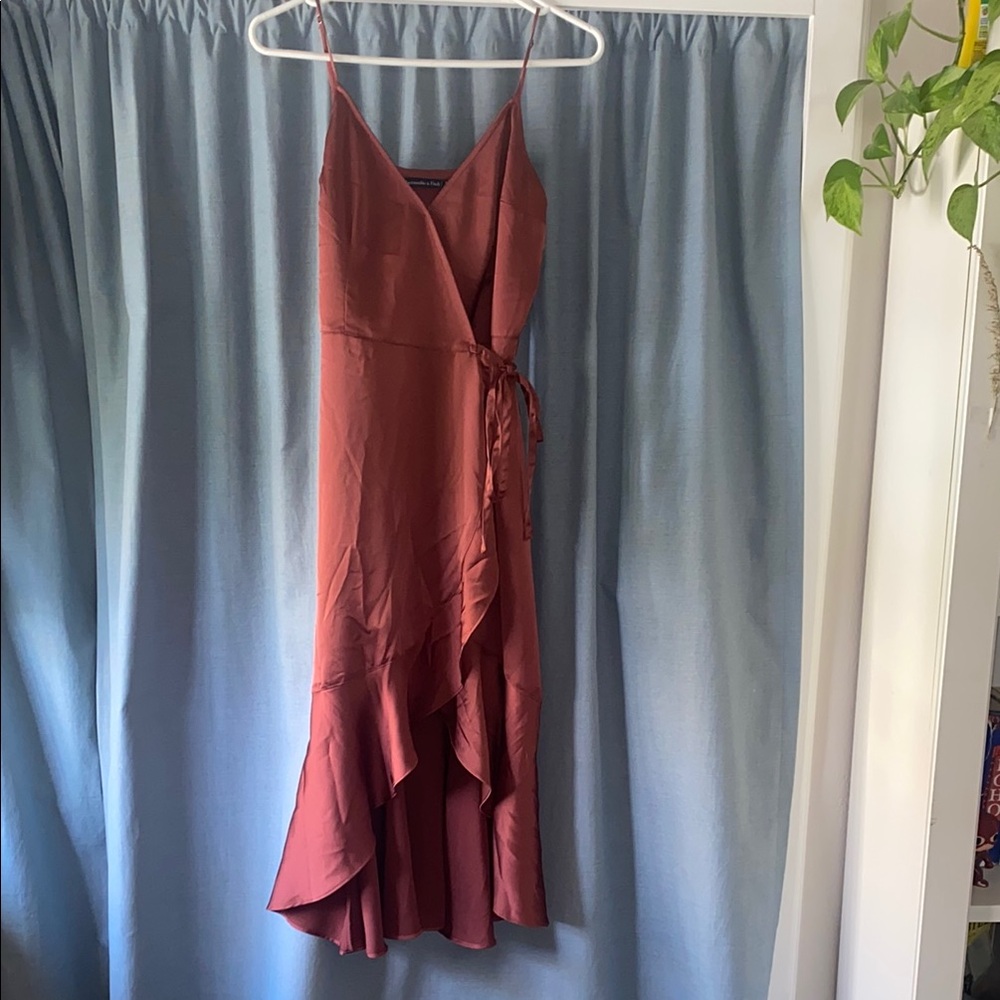 Abercrombie & Fitch Rust Satin Wrap Dress